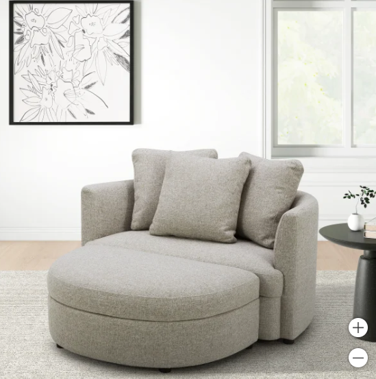 Aiden Ivy Fabric Accent Chair with Storage Ottoman – Two Guys