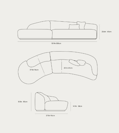 The Reya Curved Sectional - Pearl