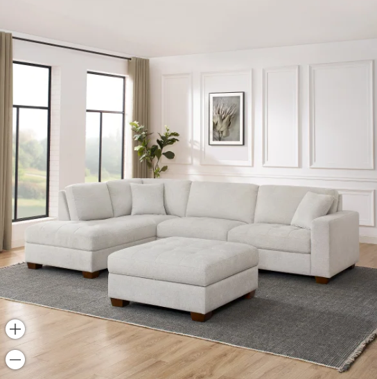 Thomasville Miles Fabric Sectional With Storage Ottoman