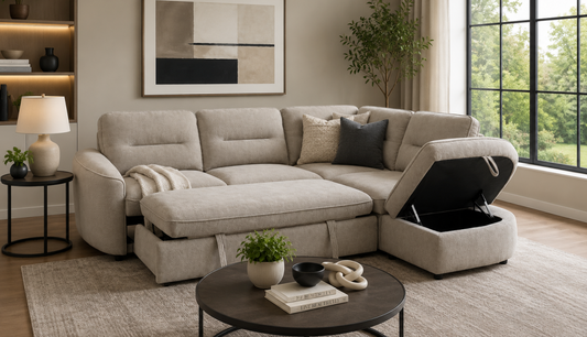 The Beige Town Sofa Bed - RHF