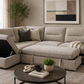 The Beige Town Sofa Bed - LHF