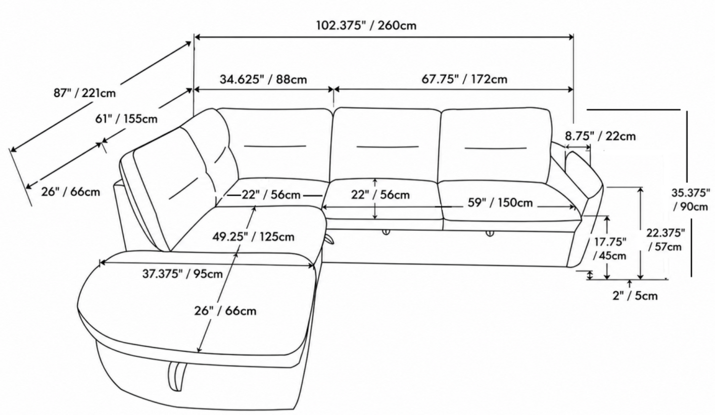 The Orange Town Sofa Bed - LHF